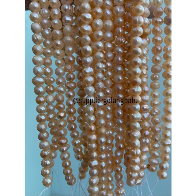 Bahan Mutiara Air Tawar Barok PEACH 4 x 6mm Bulat baroque freshpearl