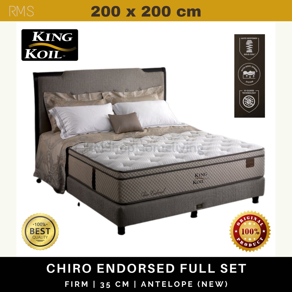 King Koil Kasur Uk. 200 x 200 Springbed CHIRO ENDORSED (Full Set) / Matras King Koil