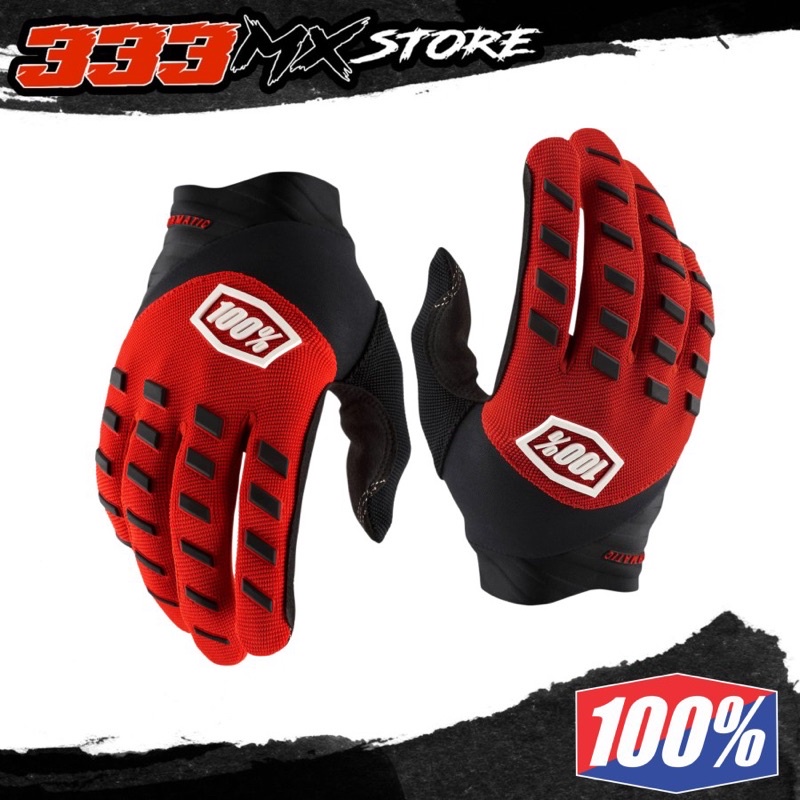 GLOVE 100% AIRMATIC RED BLACK SARUNG TANGAN MOTOR AIRMATIC 100% ORI