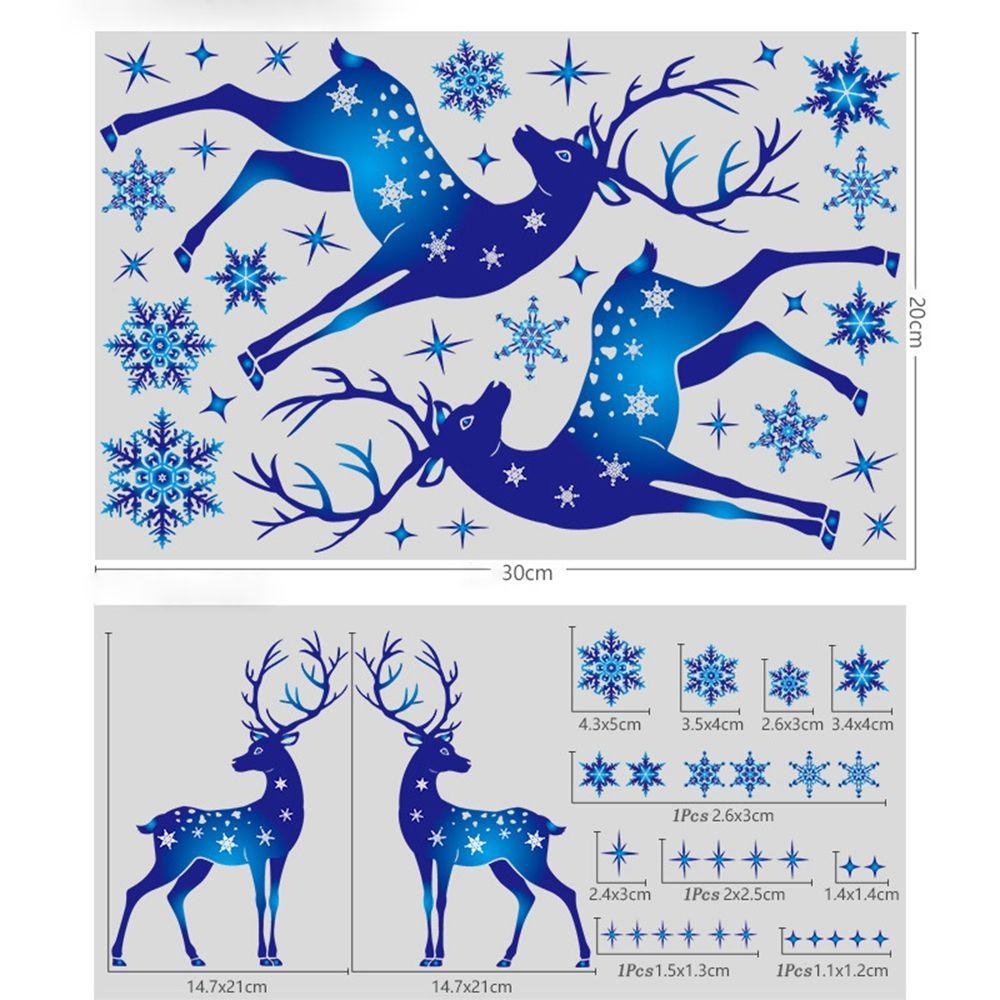 [Elegan] Stiker Kaca Jendela Stiker Elektrostatik Biru Elk Tahun Baru Dekorasi Rumah Ornamen Natal Window Decal Wall Decals