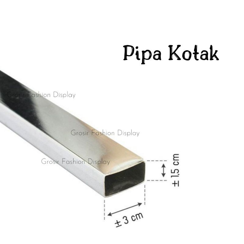 Pipa Kotak Chrome Croom/Pipa Untuk Hanger Suling/Gantungan Baju Bahan Besi-BH