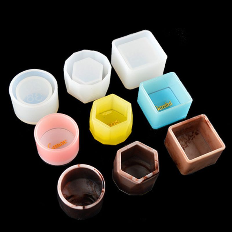 SIY  3Pcs/Set Crystal Epoxy Resin Mold Flowerpot Casting Silicone Mould Handmade DIY Craft Decoration Storage Box Making Tool