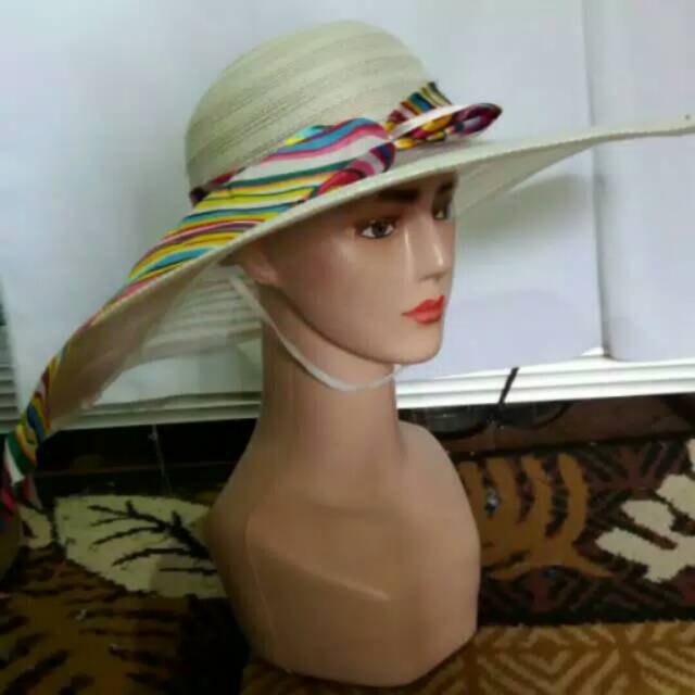 Topi pantai nylon model anyam import