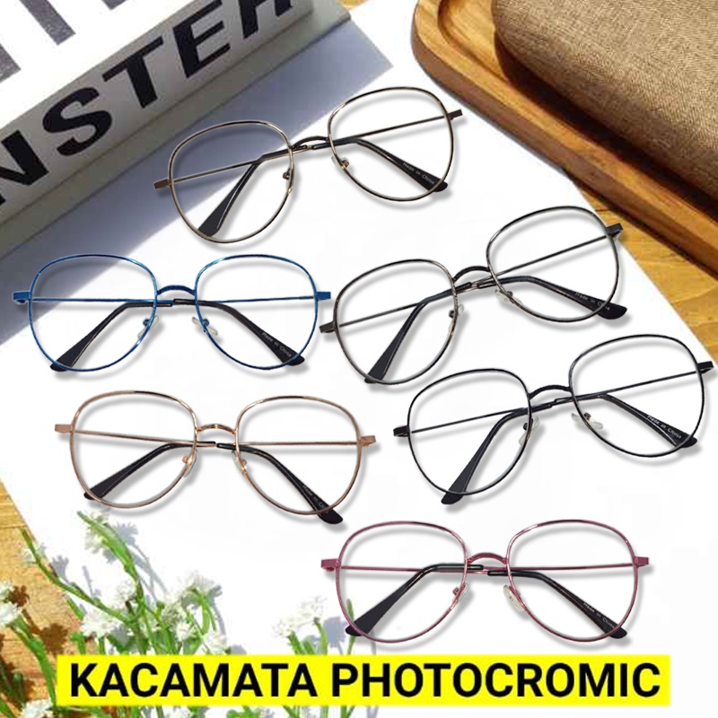 PROMO TERBARU! Paket Frame Lensa Photocromic Kacamata Fashion Photocromic Korea / Anti Radiasi 2 In 1 Potokromik Photochromic Pria Wanita Fotocromic Potocromic Kacamata Hitam Kacamata Gaya Cewek Cowok