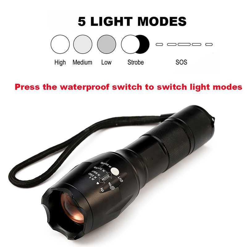 TaffLED Paket Flashlight Cree XM-L2 + Baterai 18650 + Charger - E17 ( Mughnii )