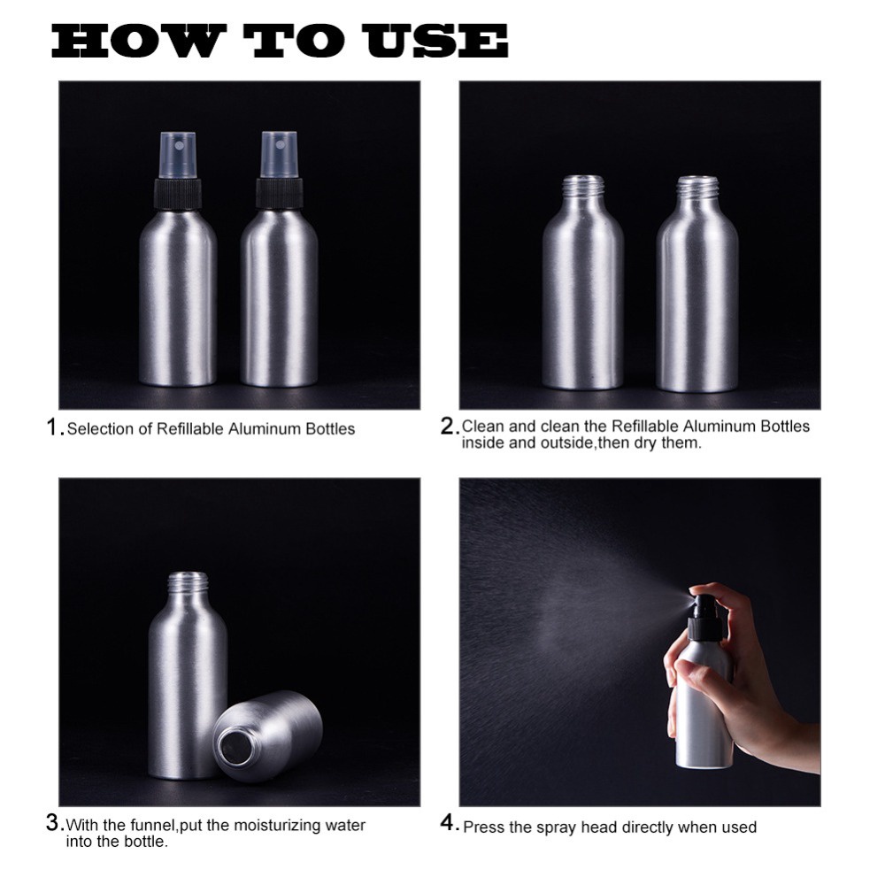 Botol Spray Kosong 40 / 50 / 100 / 150ml Bahan Aluminum Portable Untuk Parfum / Kosmetik / Travel