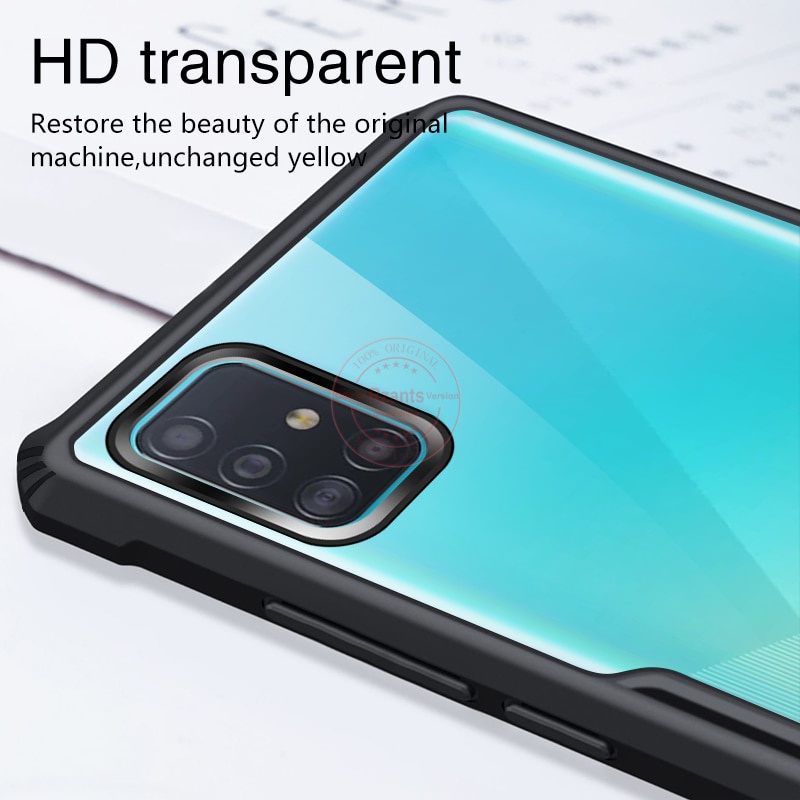 PAKET 2 IN 1 Case Samsung A51 Armor Fusion Transparent Prmium Casing Free Tempered Glass