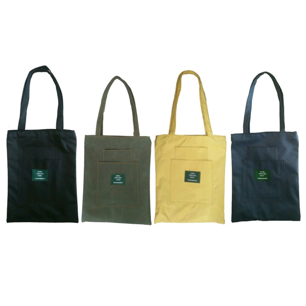 Tote Travel Saku 2 Polos Totebag (COD BAYAR DITEMPAT)