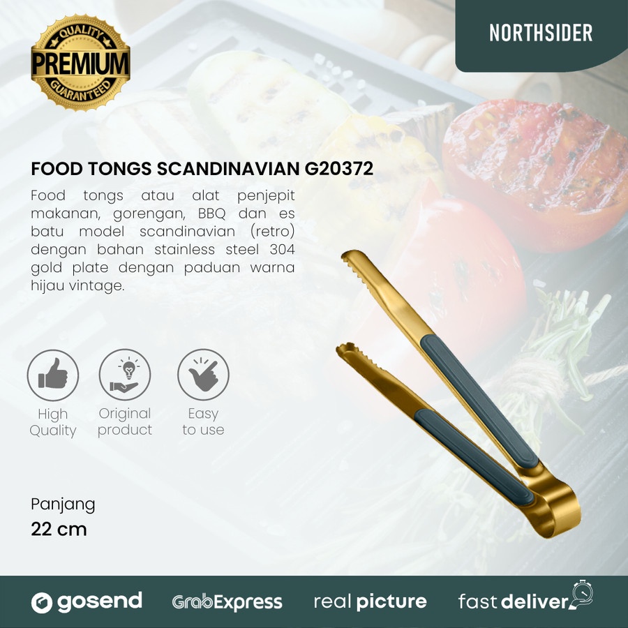 FOOD TONGS 22CM SCANDINAVIAN CAPITAN PENJEPIT MAKANAN NON SLIP G20372