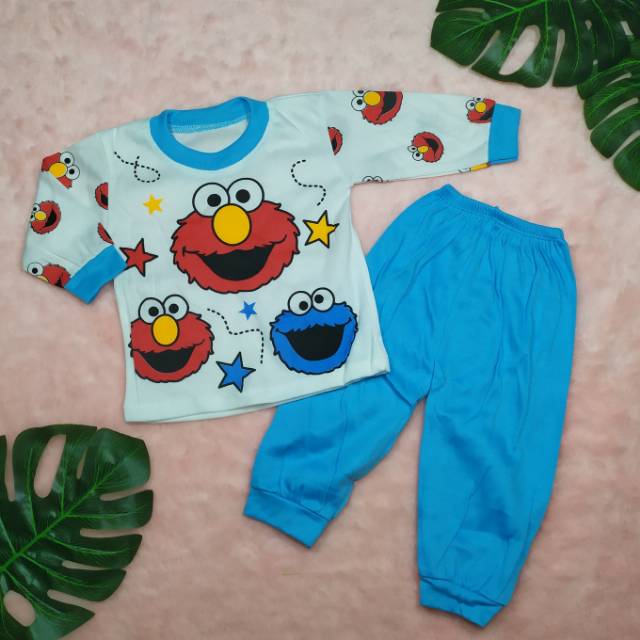 Piyama Anak Size 0-1tahun Gambar Elmo / Pakaian Bayi / Baju Tidur Bayi / Piyama Bayi