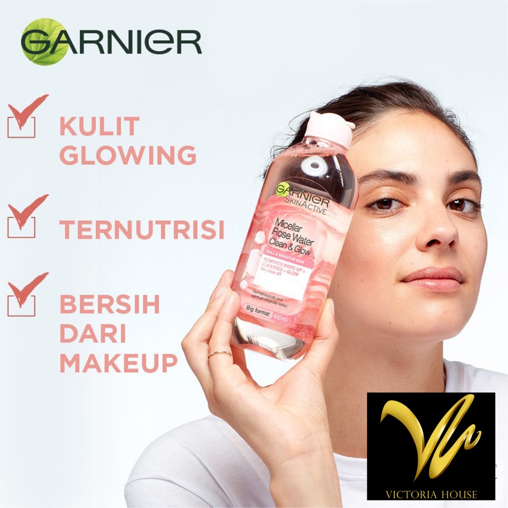 Garnier Micellar Water Pink Blue Biru Bi-phase Oil Vit C Kuning Rose Water 125ml (VH)