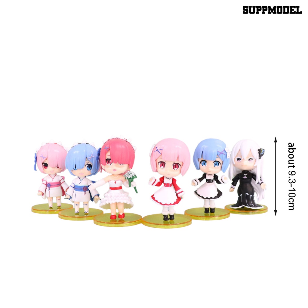 6pcs / Set Action Figure Anime Life In A Different World From Zero Rem Untuk Dekorasi Kue