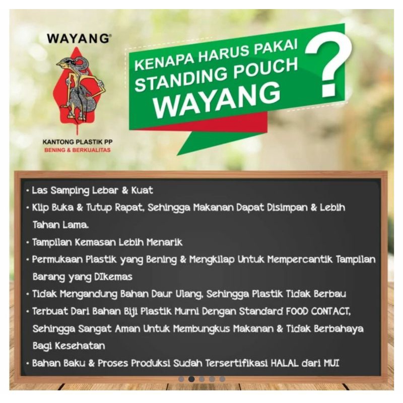 

plastik klip Standing pouch wayang