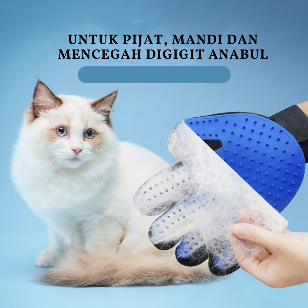 Sarung Tangan Sisir Bulu / Sikat Mandi Pemijat Perapi Anjing Kucing/ Pet Glove Brush Grooming