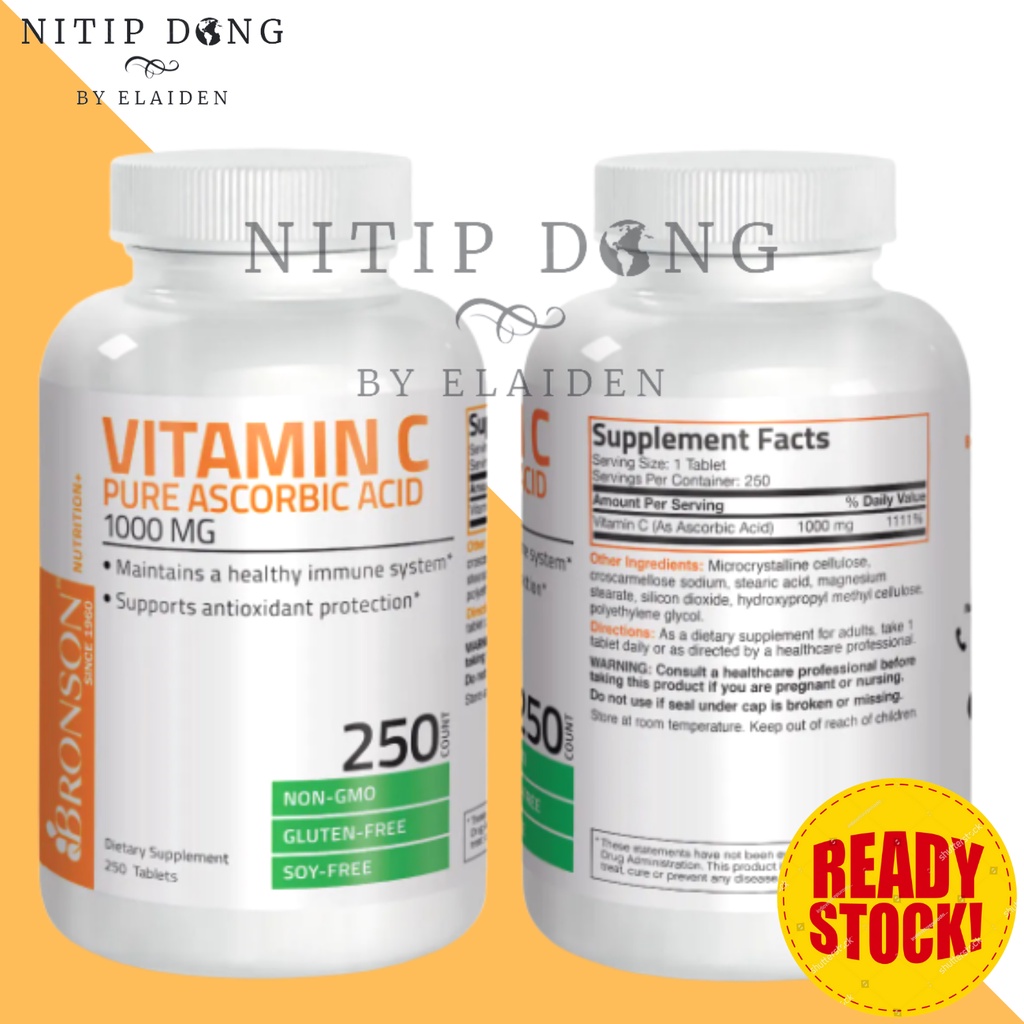 Jual Bronson Vitamin C Pure Ascorbic Acid 1000MG 250 Tablets Shopee
