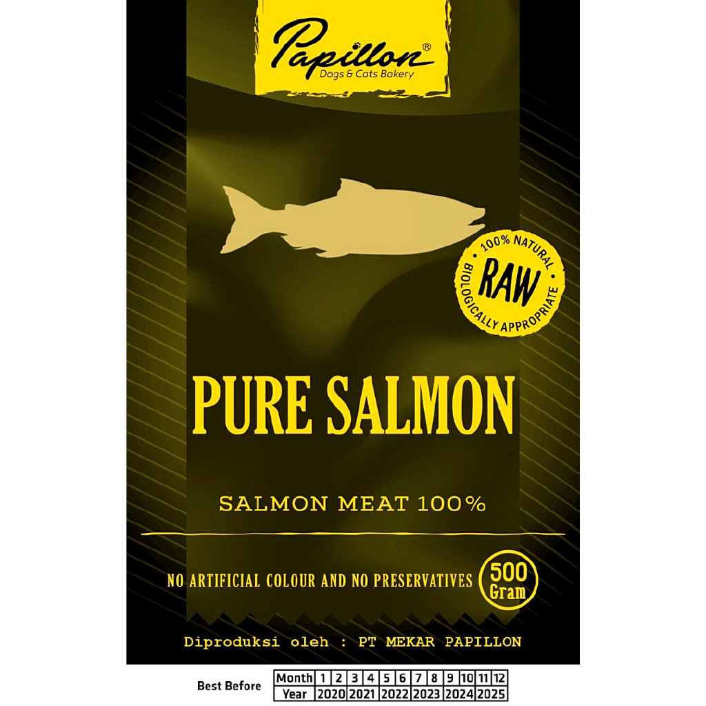 

PAPILLON Makanan Anjing RAW PURE Salmon 500g