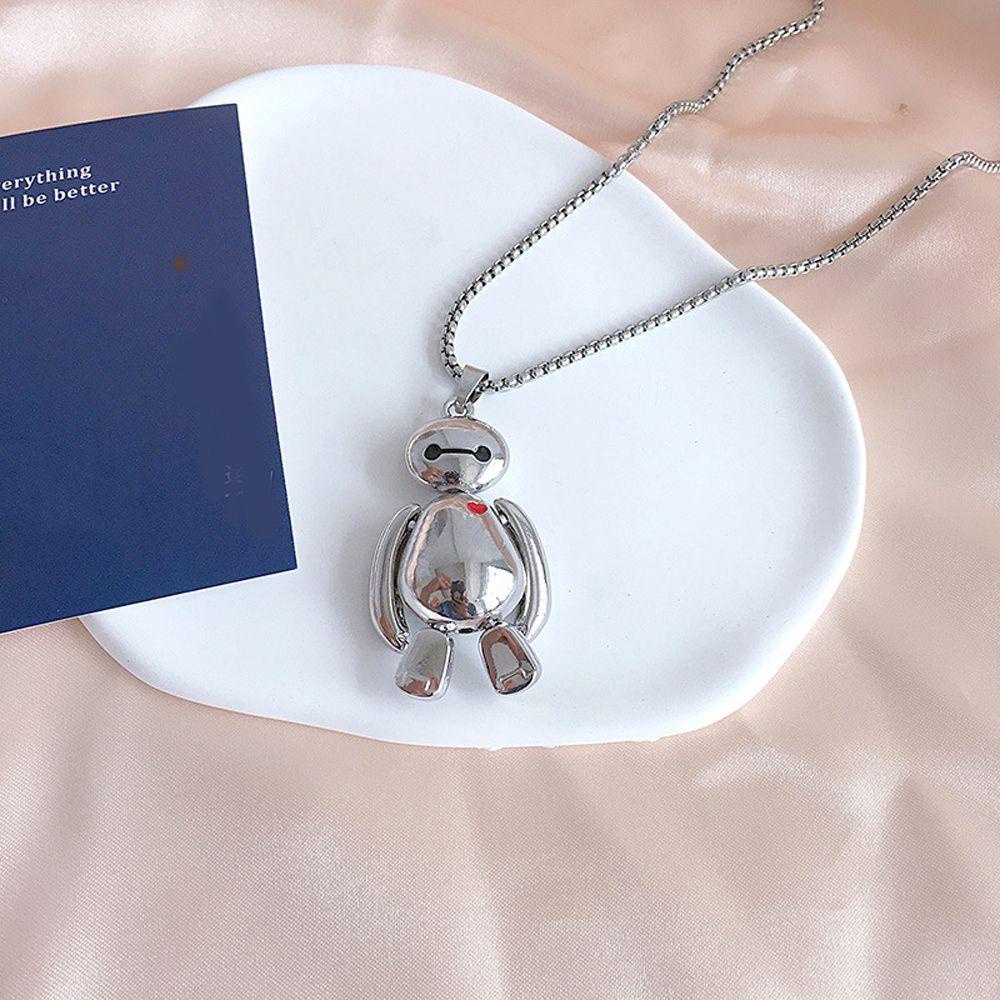 NEEDWAY Liontin Kalung Korea Hip Hop Hadiah Baymax Cinta Anggota Tubuh Bergerak Sweater Rantai Kalung