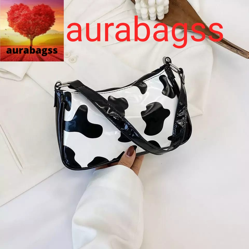 &quot;aurabagss&quot;  - Tas Wanita Tas Selempang Bahu &quot;PATTERN COW&quot; Tas Peggy Remaja Wanita Motif &quot;COW&quot; Ala aurabagss