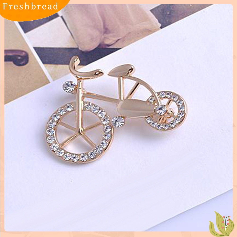 [ TERLARIS]Fashion Alloy Rhinestone Inlaid Bicycle Brooch Pin Badge Decor Jewelry Gift