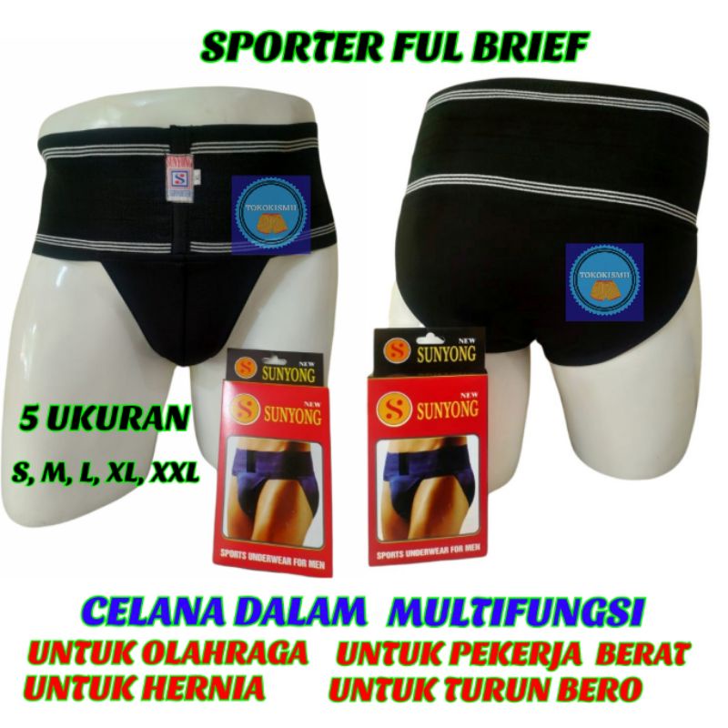 SPORTER FUL BRIEF ATHLETIC CELANA DALAM HERNIA DEWASA CELANA DALAM PRIA CELANA DALAM PEKERJA BERAT FUNGSI MENCEGAH TURUN BERO CELANA TURUN BEROK