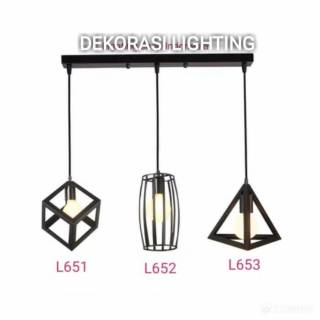  LAMPU  GANTUNG HIAS  3IN1 BASE KOP PLAFON PANJANG RETRO KAFE 