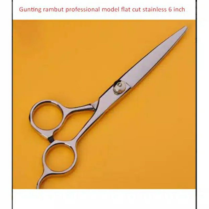 Gunting Rambut Salon Barbershop Stainless Steel Model Flat Cut 6 Inch