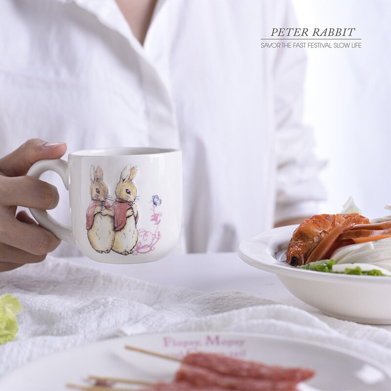 Cute 3D Relief Britain Peter Rabbit Tableware For Children Soup Plate Bowl Mug 3 Pcs Dinner Set