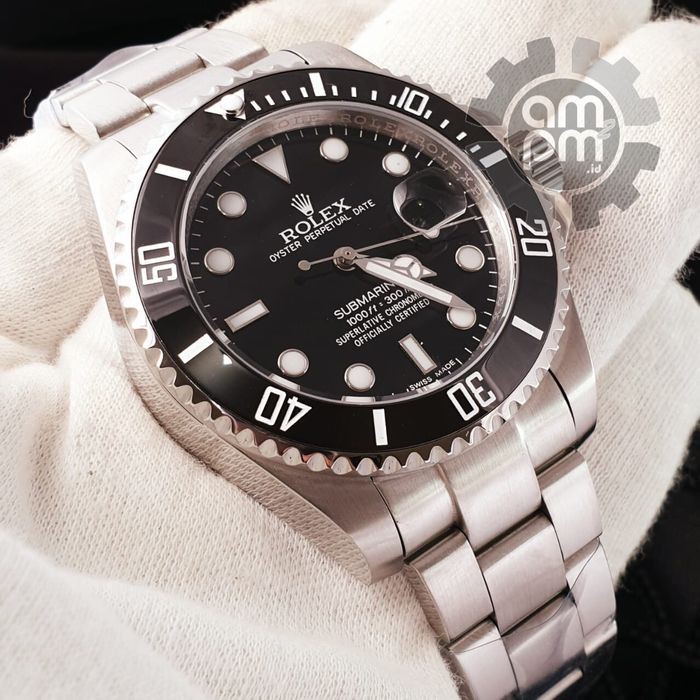 Suplier Jam Tangan Rolex Submariner Date Silver & Black Ring