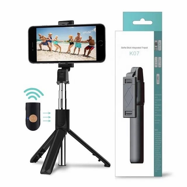 Tripod Tongsis Selfie Stick K07 Lipat Remote Control 3 IN 1