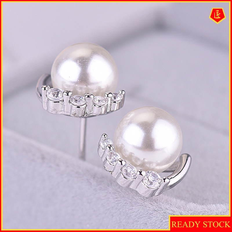 [Ready Stock]Fashion 925 Silver Natural Pearl Ear Studs