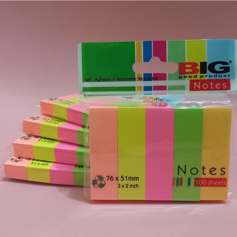 Pembatas Buku / Sticky Note Memo Kertas Lima Warna - Isi 5 Warna