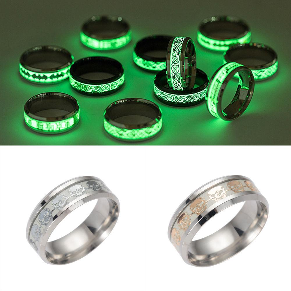 Lily Cincin Band Bercahaya Baru Glow In The Dark Halloween Stainless Steel