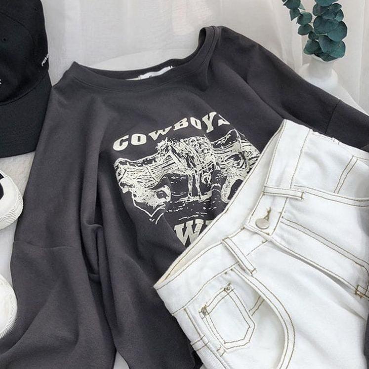 GSC - Cowboys Sweater CROP OVERSIZE - CREWNECK SWEATER WANITA - PAKAIAN WANITA TERLARIS