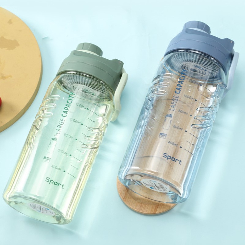 Botol Air Portabel Kapasitas 1500ml Bahan Plastik Transparan Tahan Suhu Tinggi Untuk Olahraga