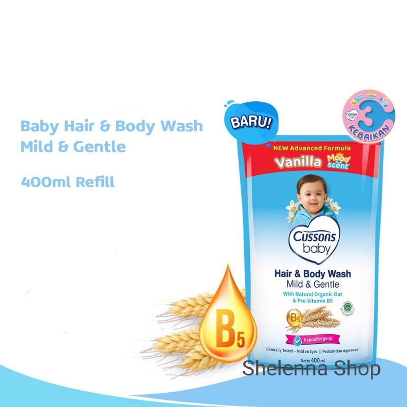 Cussons baby 400ml hair &amp; body wash happy fresh / milk bath 400 ml