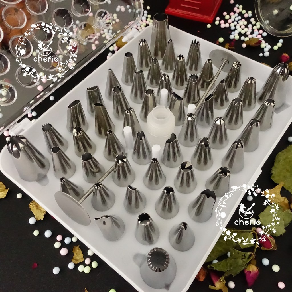 Chefio spuit set stainless 52pcs / decorating kit / spuit rusia / nozzle