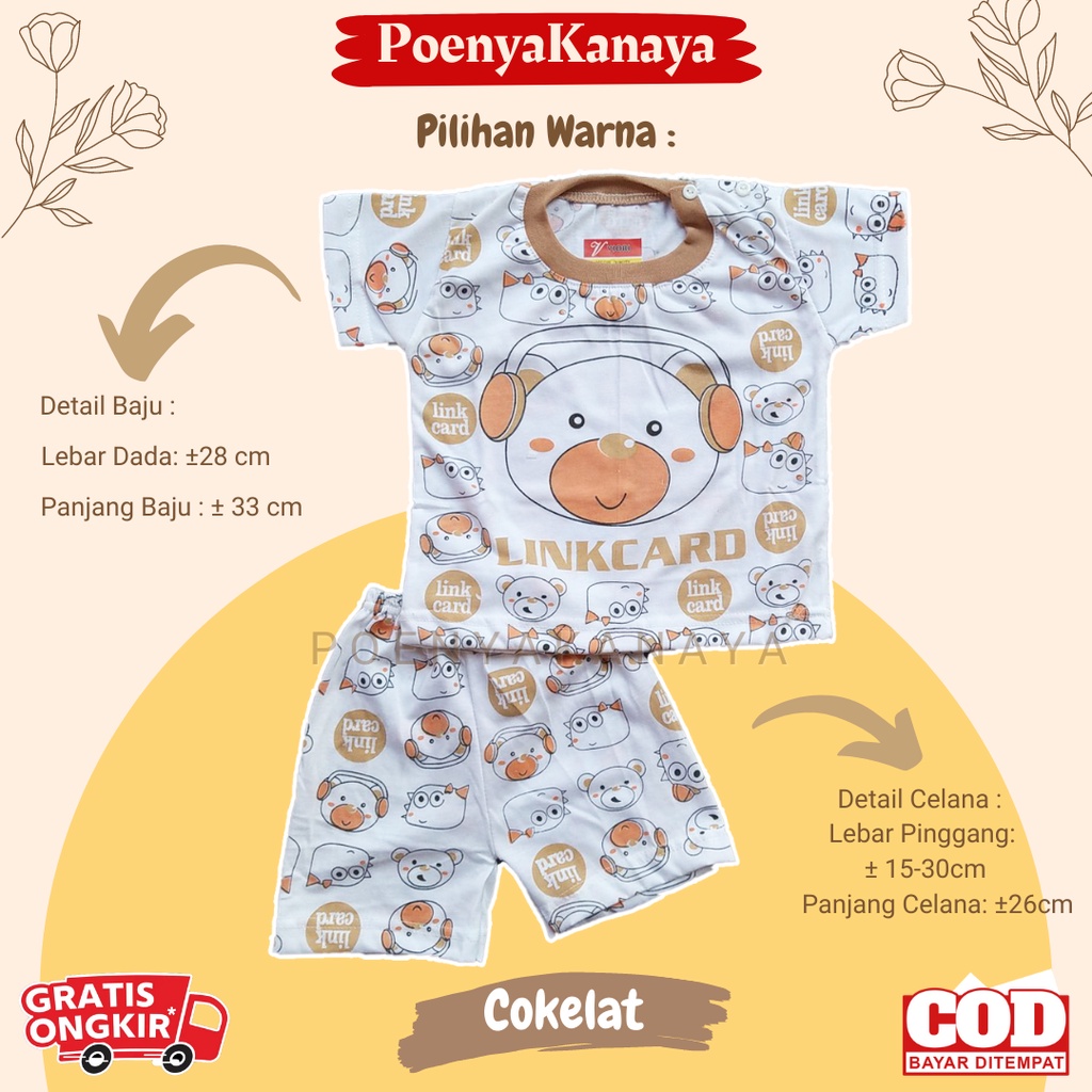 Setelan Baju Bayi Piyama Pendek LINKCARD Viori Size 6-18 Bulan STL51