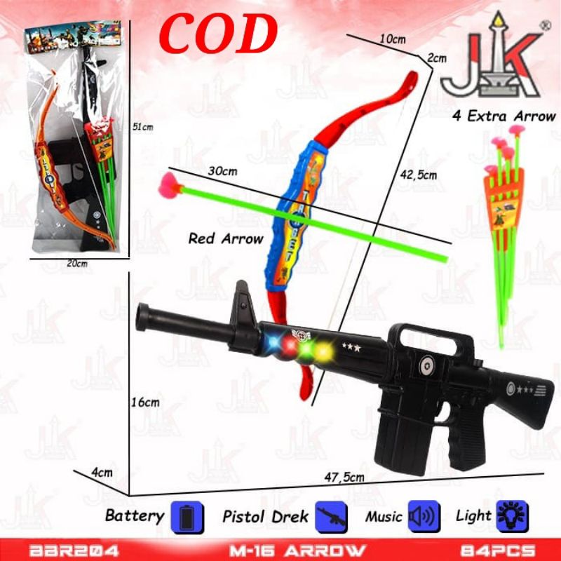 Panah Panahan Pistol Pistolan Tembak Tembakan Baterai Bunyi Suara Musik Nyala Lampu Mainan Anak Laki