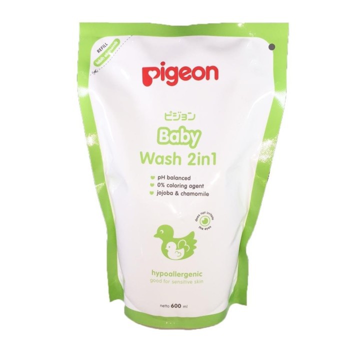 Pigeon Baby Wash 2in1 Chamomile 600ml hair body shampoo sabun 2 in 1 700 ml pump botol