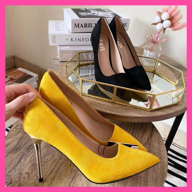 zara yellow heels