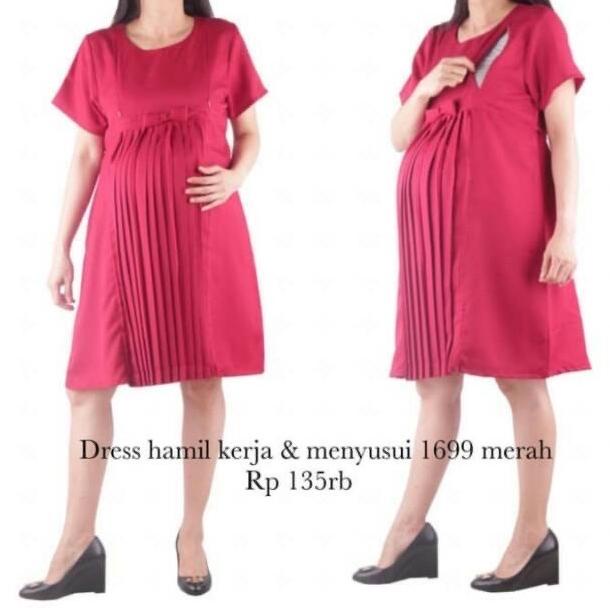 PAKAIAN IBU HAMIL BAJUHAMIL 1699 BAJU PESTA HAMIL DRESS HAMIL KERJA DAN MENYUSUI BIRU SALE