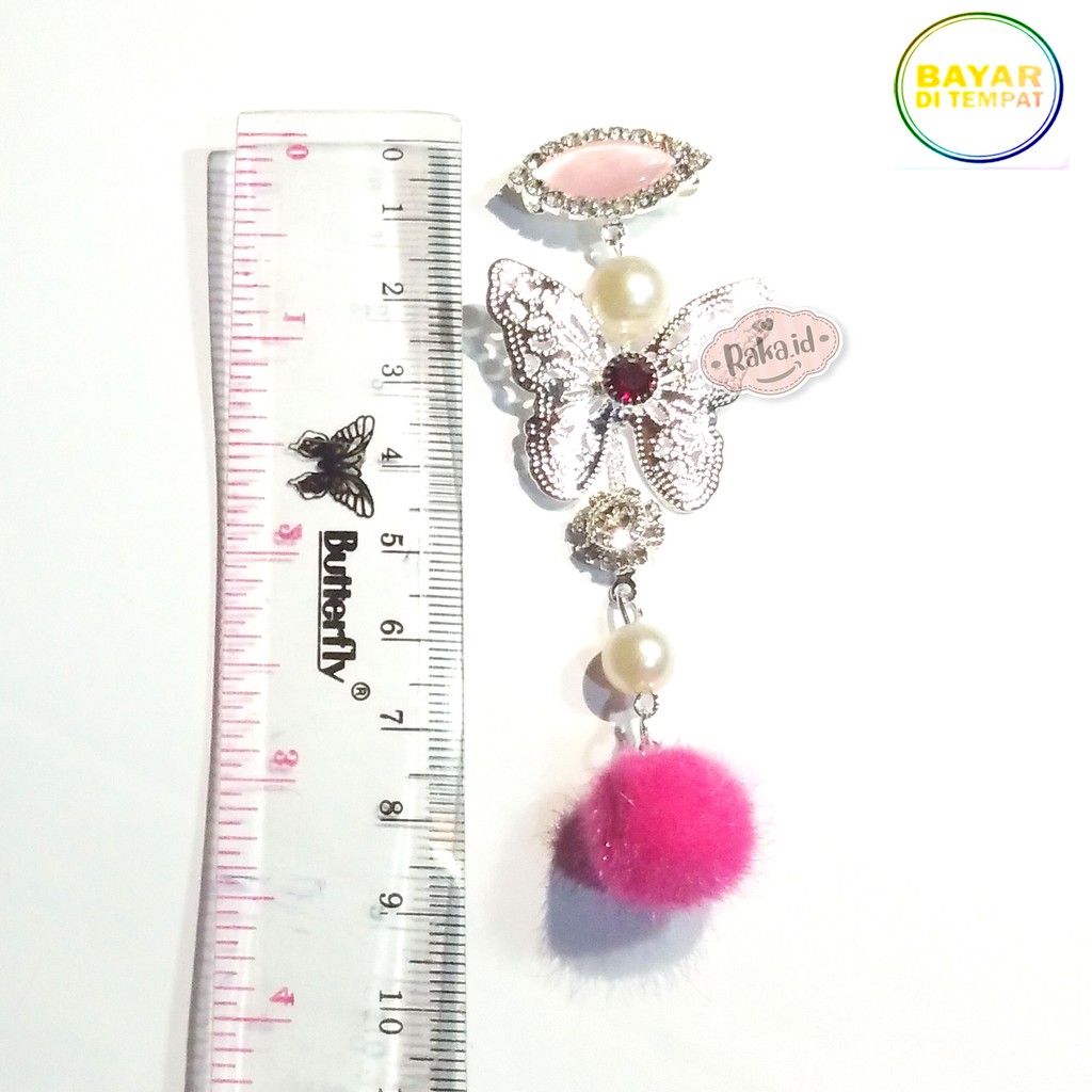 Raka Acc - 1 PCS BROS DAGU Kupu Kupu POMPOM AKSESORIS HIJAB / BROOCH / BROS HIJAB JILBAB