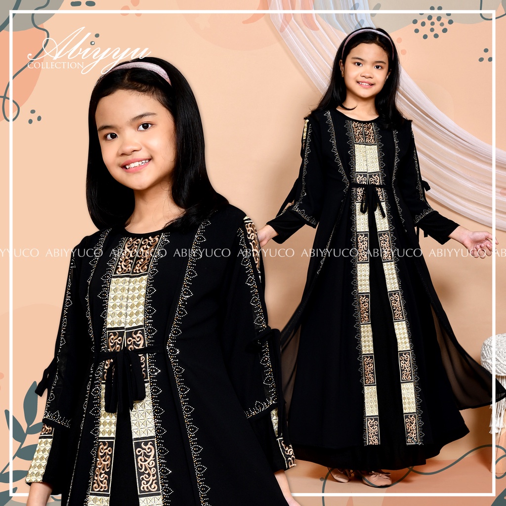 Abiyyuco GL1074A | Gamis Abaya Turkey Anak Perempuan Turkiy Remaja Tanggung Turki Couple Ready Untuk Anak Usia 4 sampai 13 tahun  Bahan Jersey mix Ceruty