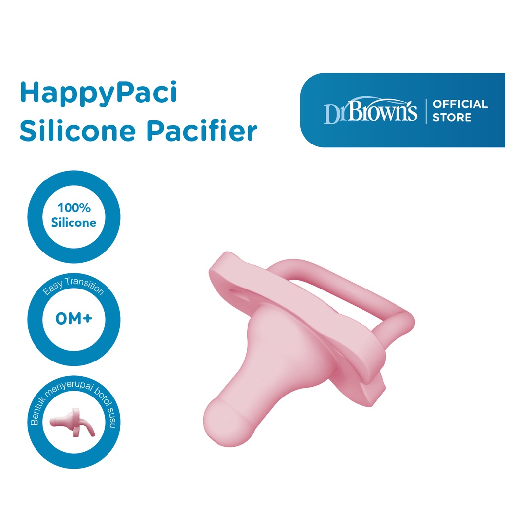 Dr. Brown's HappyPaci One Piece Silicon Pacifier 0-6M (Ready Pilihan Warna dan Isi)