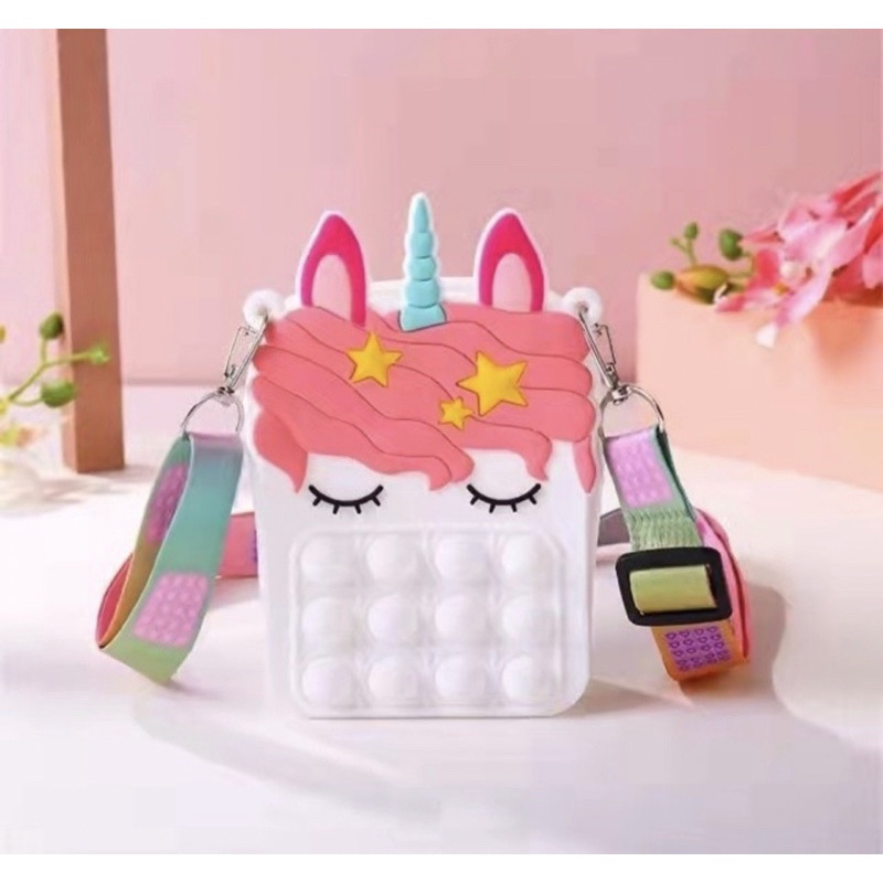 Tas Pop it Unicorn - Tas Anak Lucu Unicorn + Tali