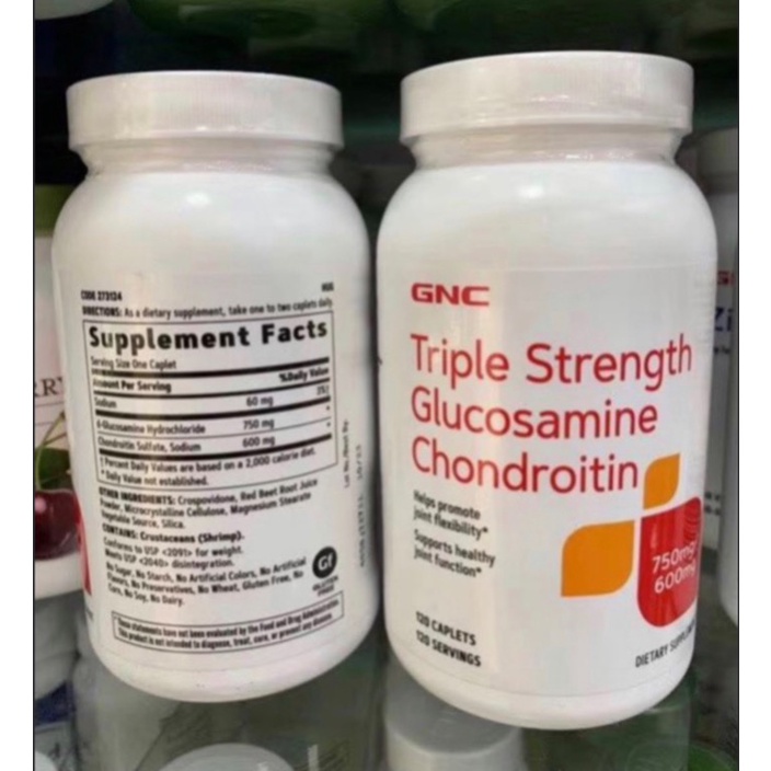 Jual suplemen vitamin Nyeri lutut GNC Triple Strength Glucosamine Chondroitin isi 120 kesehatan
