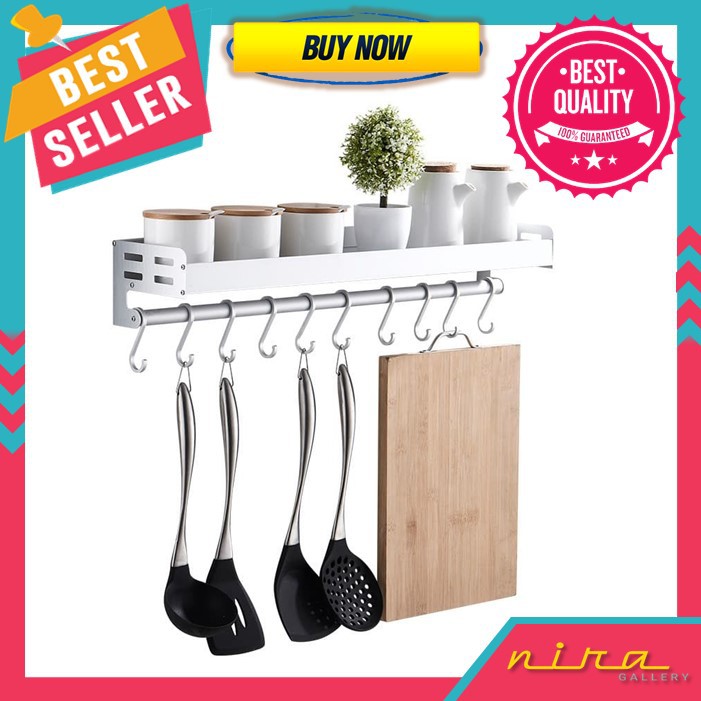 Rak Dapur Aluminium Rak Gantung Serbaguna Gantungan Dinding Gantungan Dapur Rak Bumbu Dapur A867