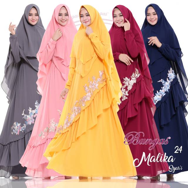 MALIKA Syari original from bungas [hits gamis pesta termurah elegan bordir 2018 2019 ]