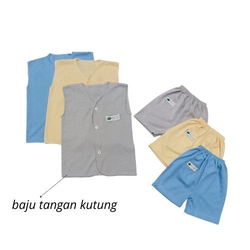 Kodok Ijo - Set Color | Setelan Anak Kancing Pundak 3-6 Bulan | Set Polos