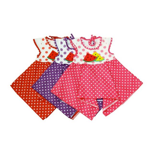 Dress Bayi Polkadot Motif Semangka/Terusan Bayi/Baju Bayi Perempuan